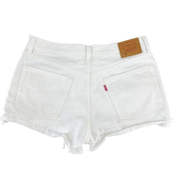 Levi's Premium 501 Original Fit High Rise Shorts Cut Offs White Size 30 - Picture 6 of 9